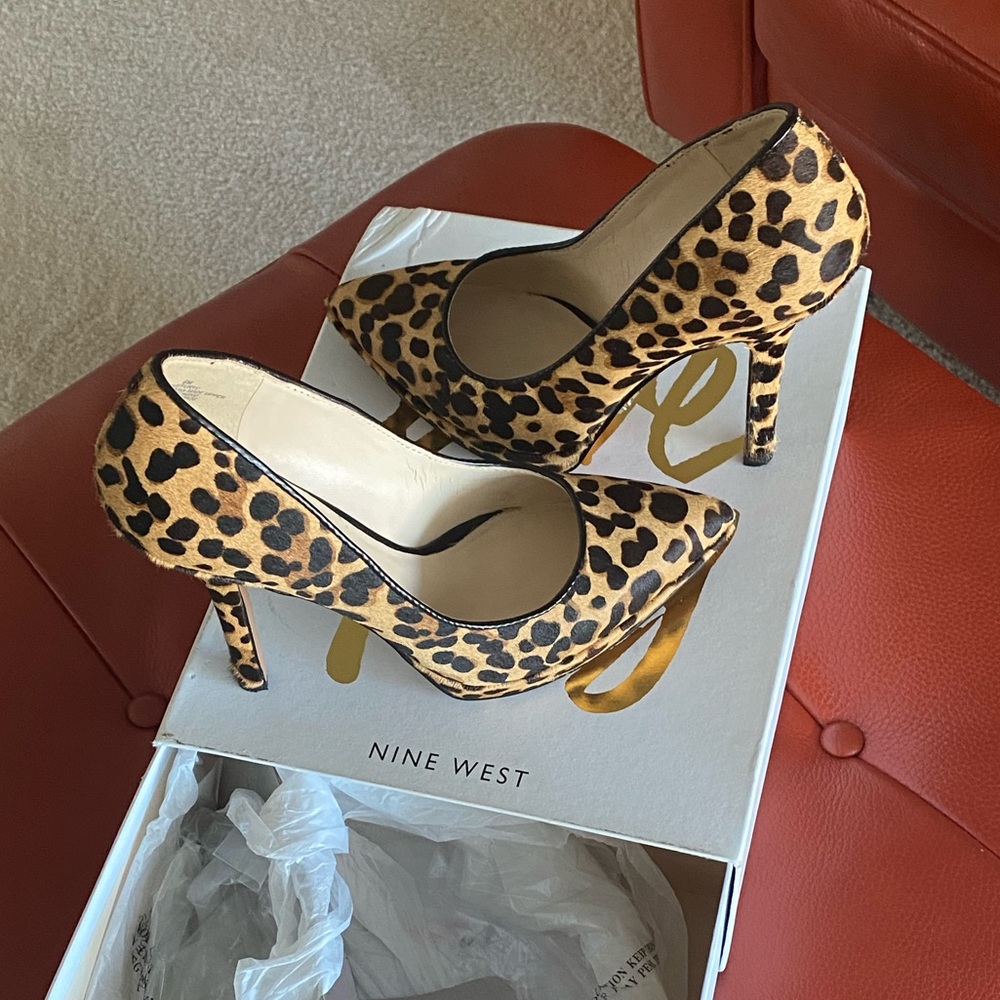 Leopard Print Calf Hair Nine West Pumps